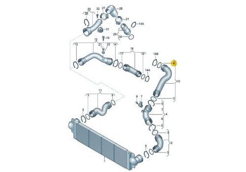 Охладитель наддува воздуха Кольцо AXB AXC BRR BRS VAG 3C0145117F